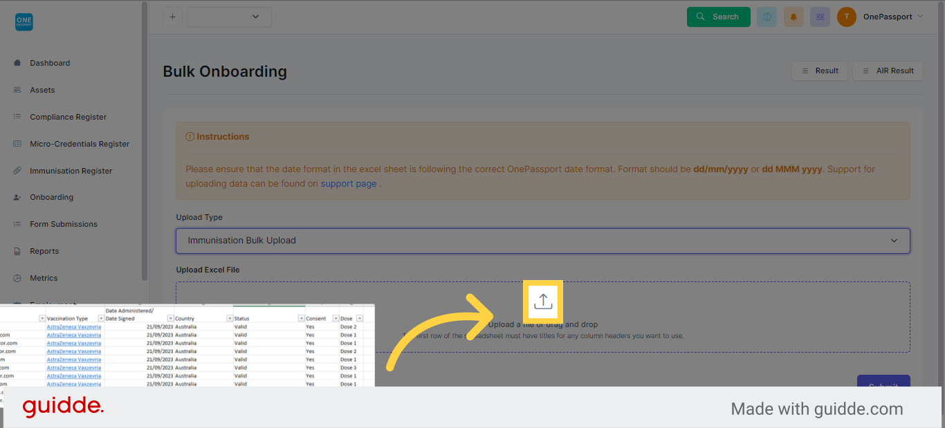 Upload file