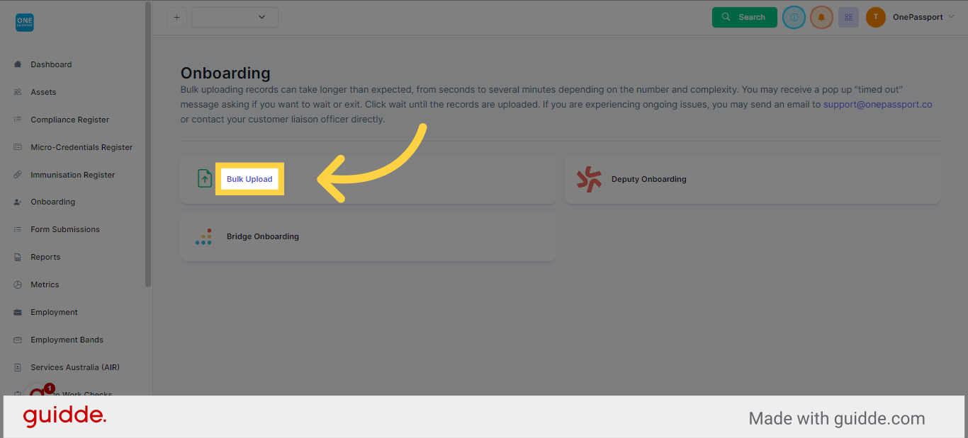 Click Bulk Upload