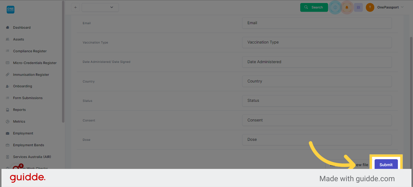 Match headers and Submit