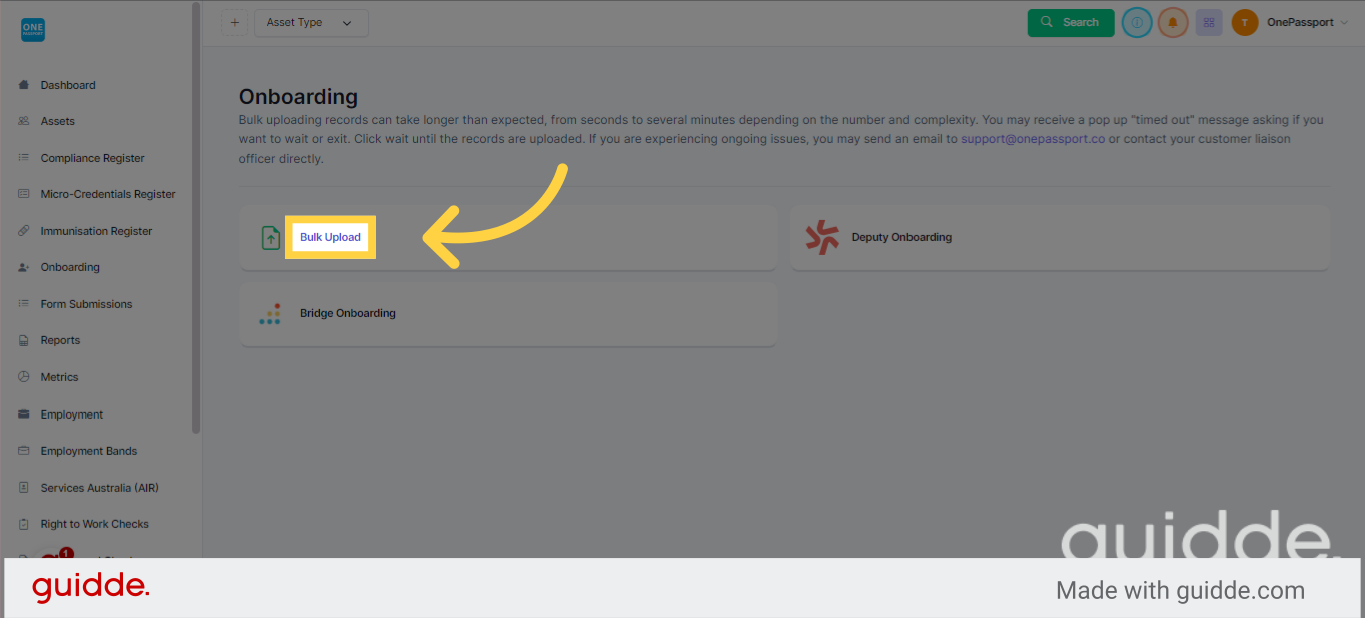Click Bulk Upload